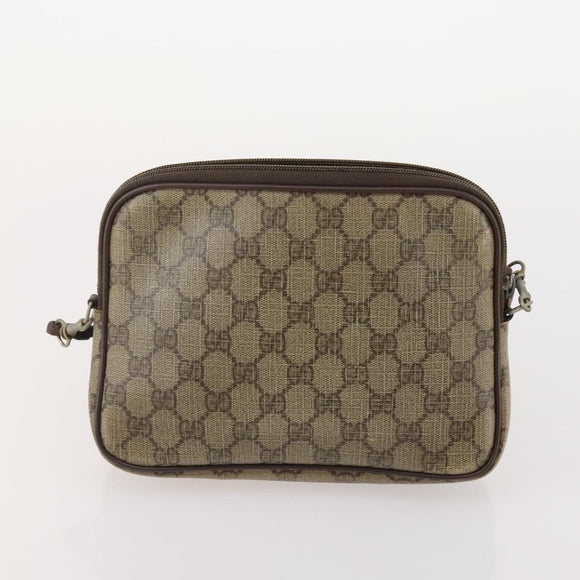 GUCCI GG Supreme Web Sherry Line Shoulder Bag PVC 4 Set Beige Gold Auth 182269