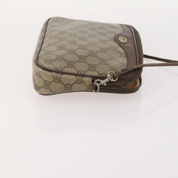GUCCI GG Supreme Web Sherry Line Shoulder Bag PVC 4 Set Beige Gold Auth 182269