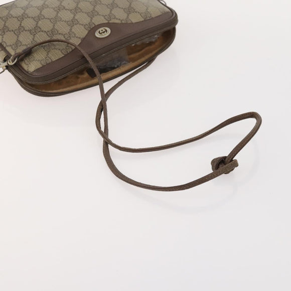 GUCCI GG Supreme Web Sherry Line Shoulder Bag PVC 4 Set Beige Gold Auth 182269