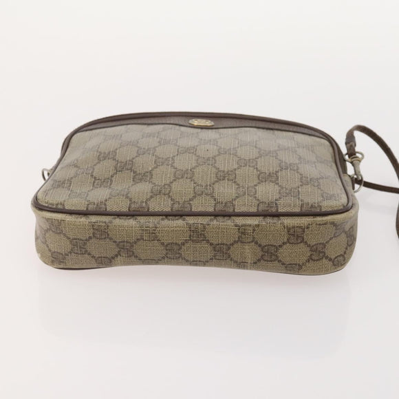 GUCCI GG Supreme Web Sherry Line Shoulder Bag PVC 4 Set Beige Gold Auth 182269