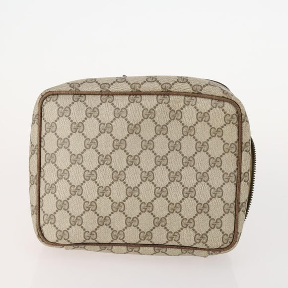 GUCCI GG Supreme Web Sherry Line Shoulder Bag PVC 4 Set Beige Gold Auth 182269