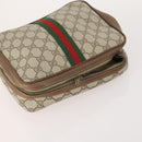 GUCCI GG Supreme Web Sherry Line Shoulder Bag PVC 4 Set Beige Gold Auth 182269-5