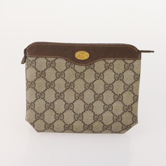 GUCCI GG Supreme Web Sherry Line Shoulder Bag PVC 4 Set Beige Gold Auth 182269