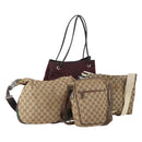 GUCCI GG Canvas Web Sherry Line Shoulder Bag 4 Set Beige Red Auth 182270-1