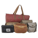 GUCCI GG Plus Supreme Web Sherry Line Bag Leather PVC Nylon 6 Set Auth 182271-1