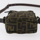 FENDI Zucca Canvas Shoulder Bag Black Brown Auth 182292V-5