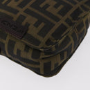 FENDI Zucca Canvas Shoulder Bag Black Brown Auth 182292V-14