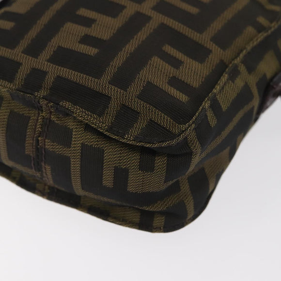 FENDI Zucca Canvas Shoulder Bag Black Brown Auth 182292V