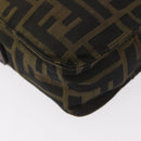 FENDI Zucca Canvas Shoulder Bag Black Brown Auth 182292V-16