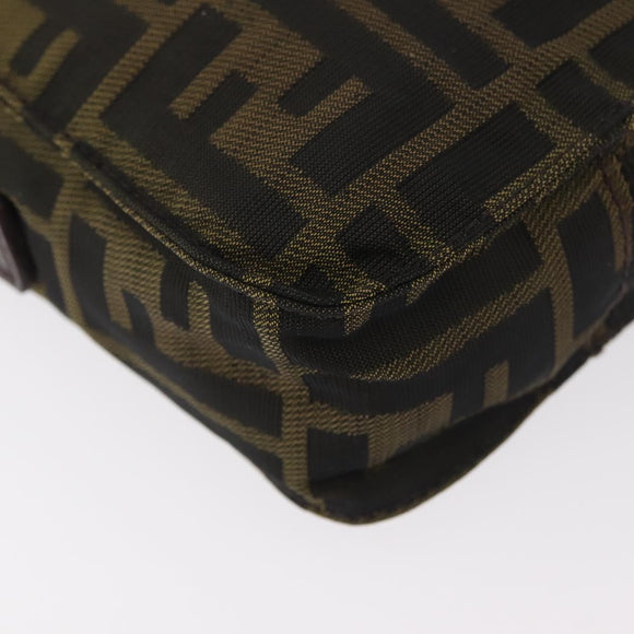 FENDI Zucca Canvas Shoulder Bag Black Brown Auth 182292V
