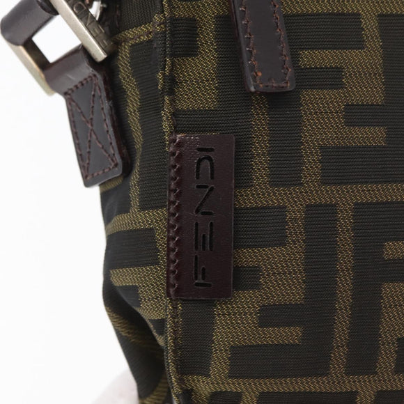 FENDI Zucca Canvas Shoulder Bag Black Brown Auth 182292V
