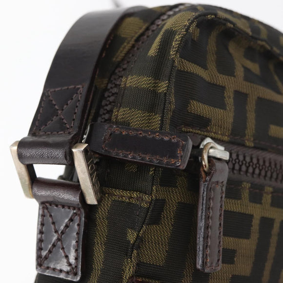 FENDI Zucca Canvas Shoulder Bag Black Brown Auth 182292V