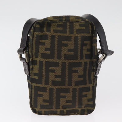 FENDI Zucca Canvas Shoulder Bag Black Brown Auth 182292V - 0