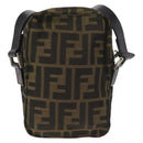 FENDI Zucca Canvas Shoulder Bag Black Brown Auth 182292V-2