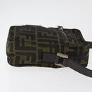 FENDI Zucca Canvas Shoulder Bag Black Brown Auth 182292V-3