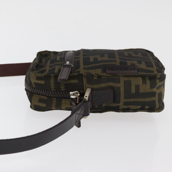 FENDI Zucca Canvas Shoulder Bag Black Brown Auth 182292V
