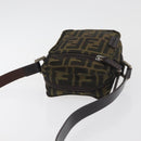 FENDI Zucca Canvas Shoulder Bag Black Brown Auth 182292V-6