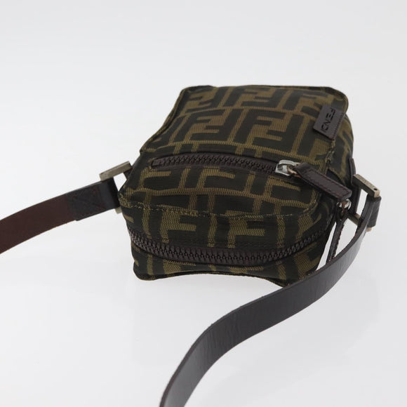 FENDI Zucca Canvas Shoulder Bag Black Brown Auth 182292V