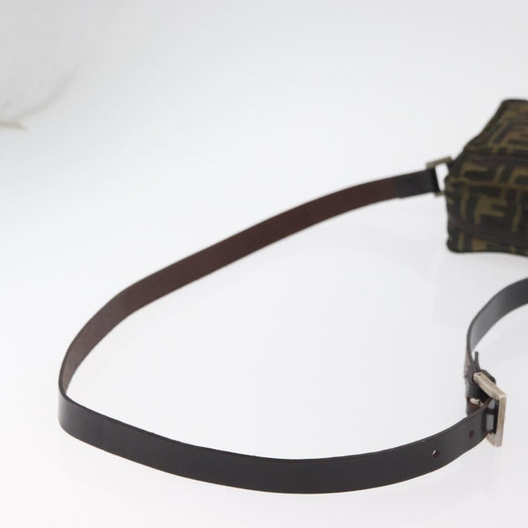 FENDI Zucca Canvas Shoulder Bag Black Brown Auth 182292V