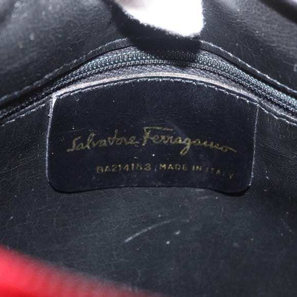 Salvatore Ferragamo Vala Shoulder Bag Leather Red Gold Auth 182294