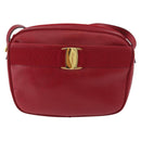 Salvatore Ferragamo Vala Shoulder Bag Leather Red Gold Auth 182294-2