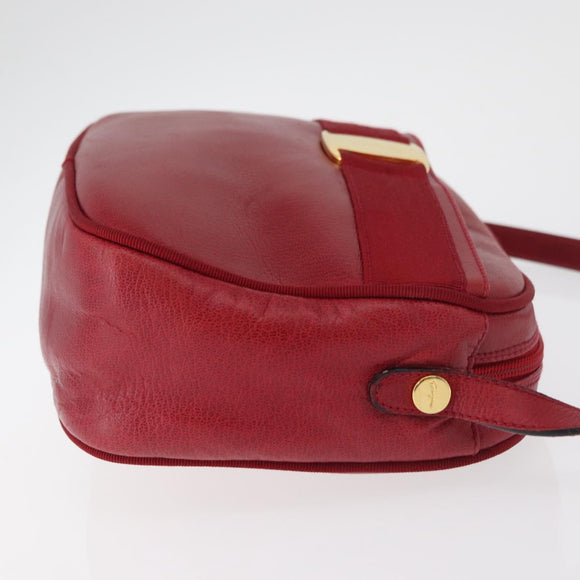 Salvatore Ferragamo Vala Shoulder Bag Leather Red Gold Auth 182294