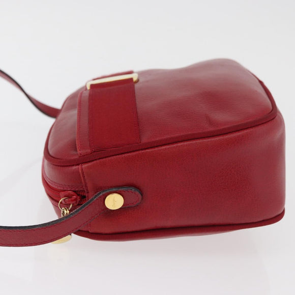 Salvatore Ferragamo Vala Shoulder Bag Leather Red Gold Auth 182294