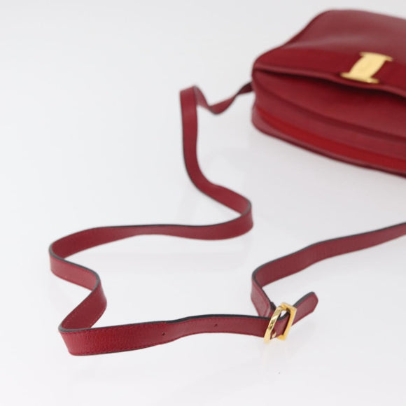 Salvatore Ferragamo Vala Shoulder Bag Leather Red Gold Auth 182294