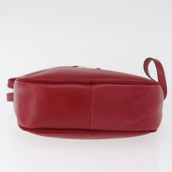 Salvatore Ferragamo Vala Shoulder Bag Leather Red Gold Auth 182294