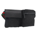 GUCCI GG Canvas Web Sherry Line Gürteltasche Schwarz Silber 28566 Auth 182295-1