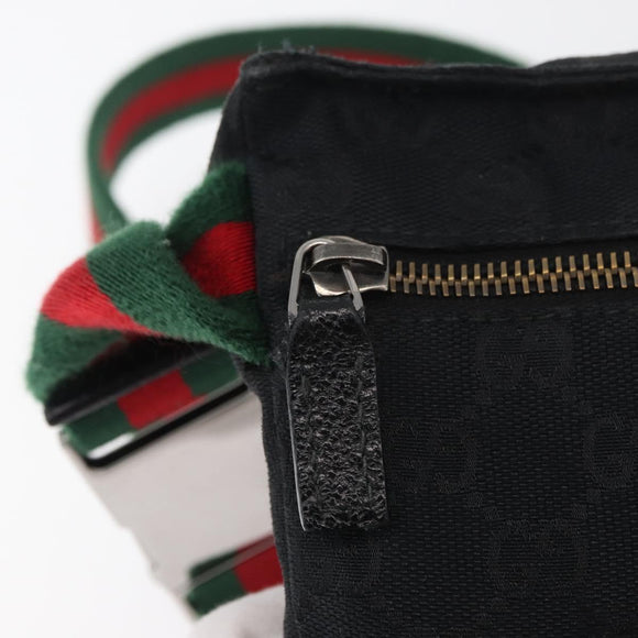 GUCCI GG Canvas Web Sherry Line Gürteltasche Schwarz Silber 28566 Auth 182295