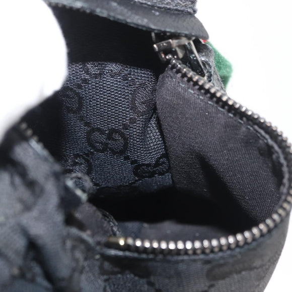 GUCCI GG Canvas Web Sherry Line Gürteltasche Schwarz Silber 28566 Auth 182295