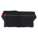 GUCCI GG Canvas Web Sherry Line Gürteltasche Schwarz Silber 28566 Auth 182295-2