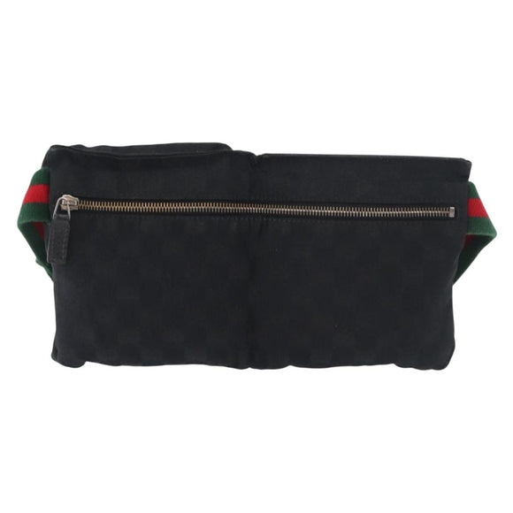 GUCCI GG Canvas Web Sherry Line Gürteltasche Schwarz Silber 28566 Auth 182295