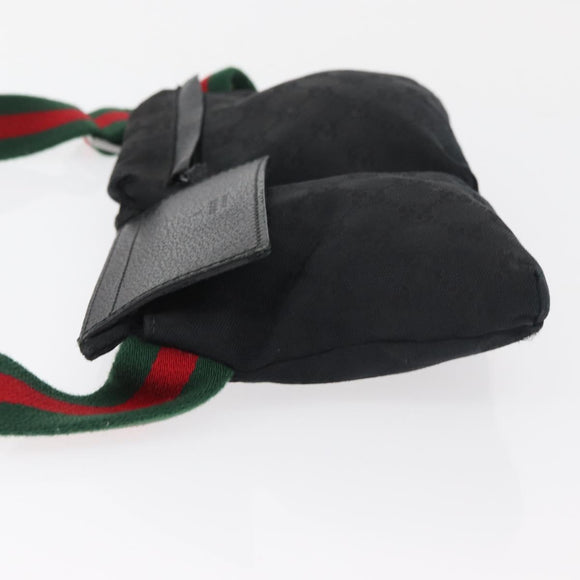 GUCCI GG Canvas Web Sherry Line Gürteltasche Schwarz Silber 28566 Auth 182295