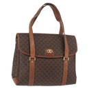 CELINE Macadam Canvas Hand Bag PVC Leather Brown Gold Auth 182298-1