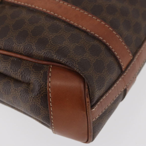 CELINE Macadam Canvas Hand Bag PVC Leather Brown Gold Auth 182298