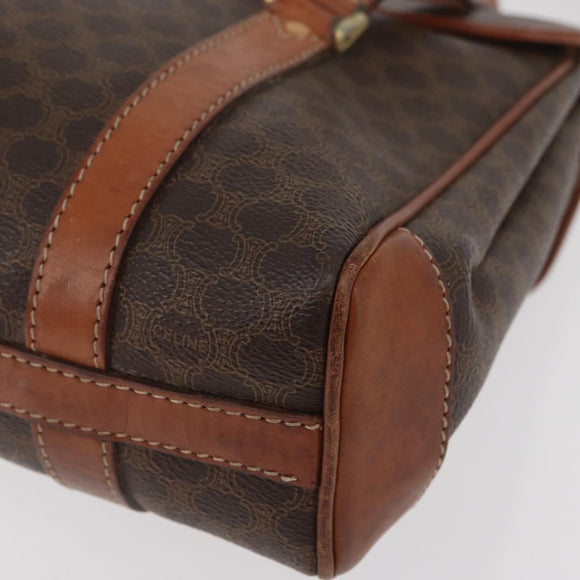 CELINE Macadam Canvas Hand Bag PVC Leather Brown Gold Auth 182298