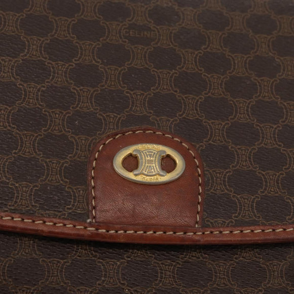 CELINE Macadam Canvas Hand Bag PVC Leather Brown Gold Auth 182298