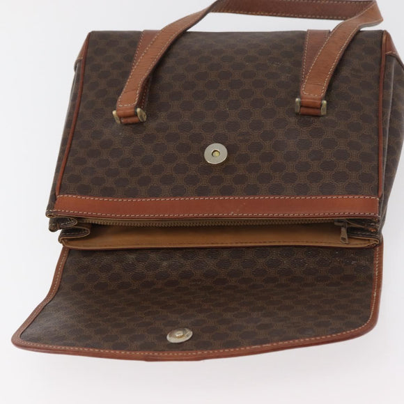 CELINE Macadam Canvas Hand Bag PVC Leather Brown Gold Auth 182298