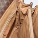 CELINE Macadam Canvas Hand Bag PVC Leather Brown Gold Auth 182298-19