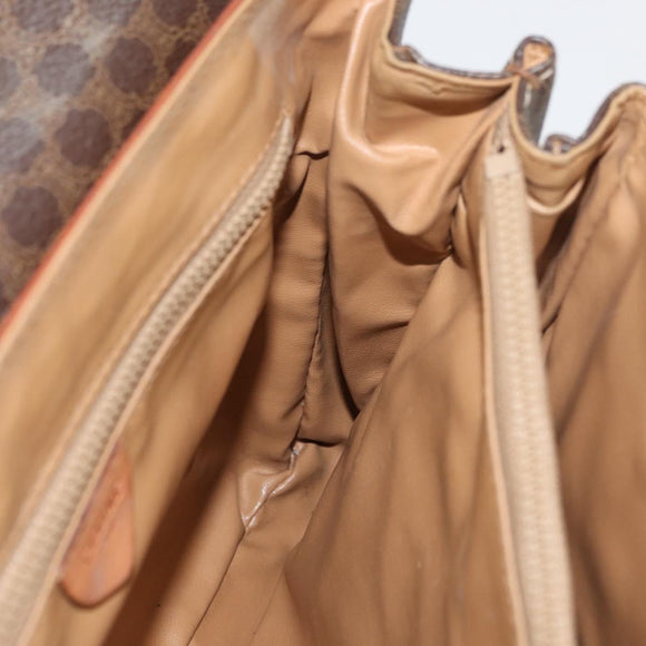 CELINE Macadam Canvas Hand Bag PVC Leather Brown Gold Auth 182298