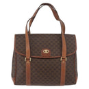 CELINE Macadam Canvas Hand Bag PVC Leather Brown Gold Auth 182298-13