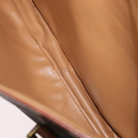 CELINE Macadam Canvas Hand Bag PVC Leather Brown Gold Auth 182298