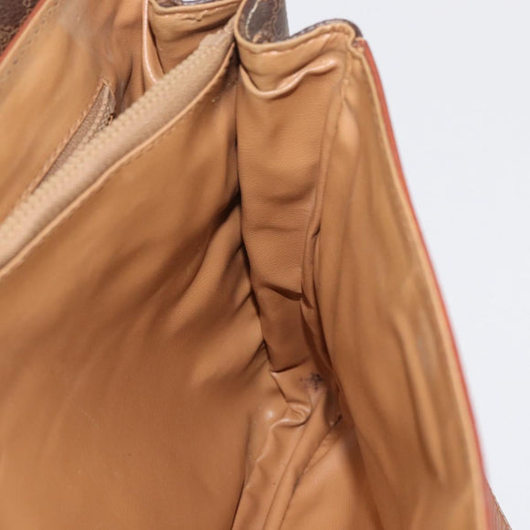 CELINE Macadam Canvas Hand Bag PVC Leather Brown Gold Auth 182298