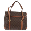 CELINE Macadam Canvas Hand Bag PVC Leather Brown Gold Auth 182298-2