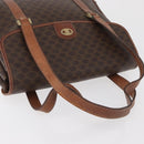 CELINE Macadam Canvas Hand Bag PVC Leather Brown Gold Auth 182298-6