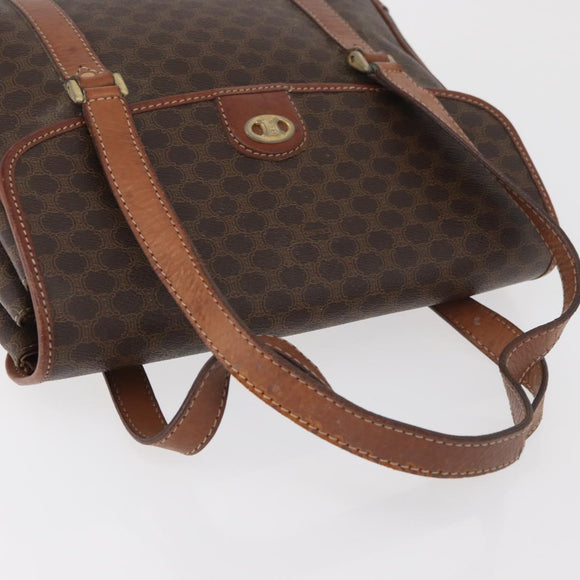 CELINE Macadam Canvas Hand Bag PVC Leather Brown Gold Auth 182298