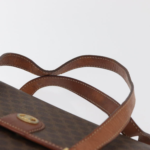 CELINE Macadam Canvas Hand Bag PVC Leather Brown Gold Auth 182298