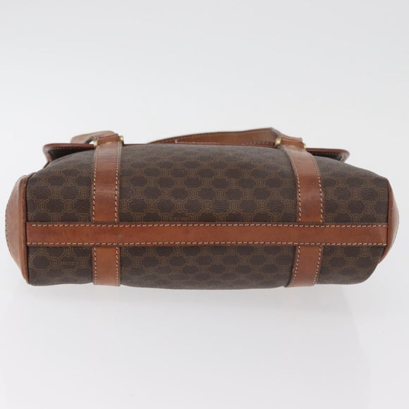 CELINE Macadam Canvas Hand Bag PVC Leather Brown Gold Auth 182298